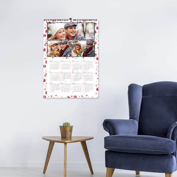 Honeymoon couple photo collage printed on large poster calendar