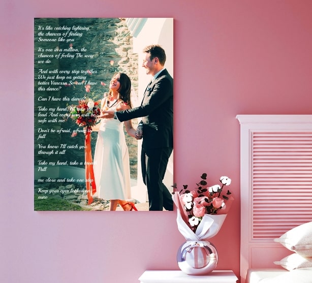 Wedding Canvas with Song Lyrics